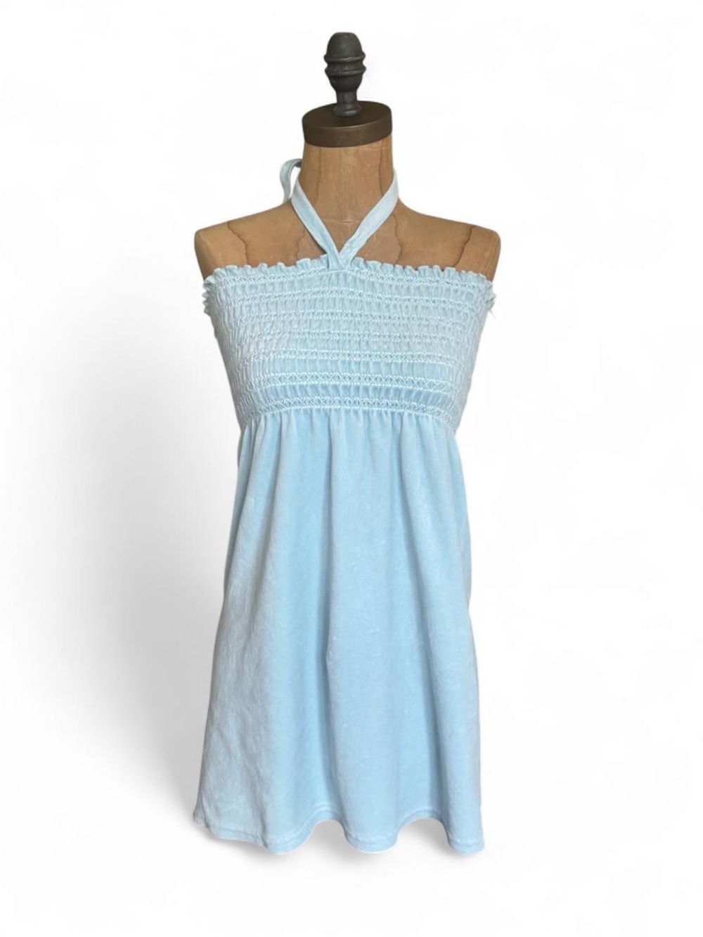 Juicy Couture Light Blue Smocked Halter Sundress